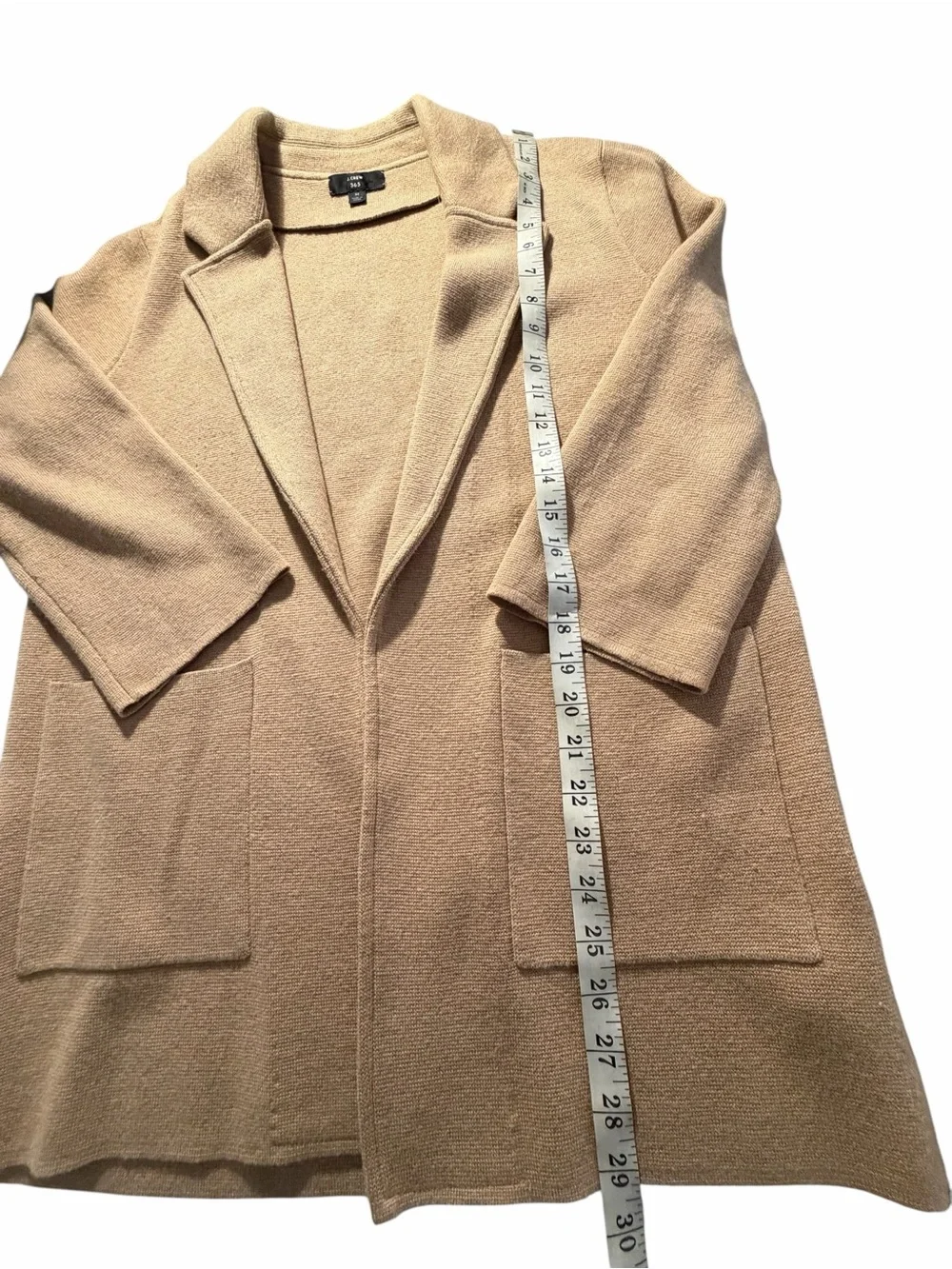 J Crew Wool Blend Classic Women's Camel Open-Front Coatigan Sz Medium